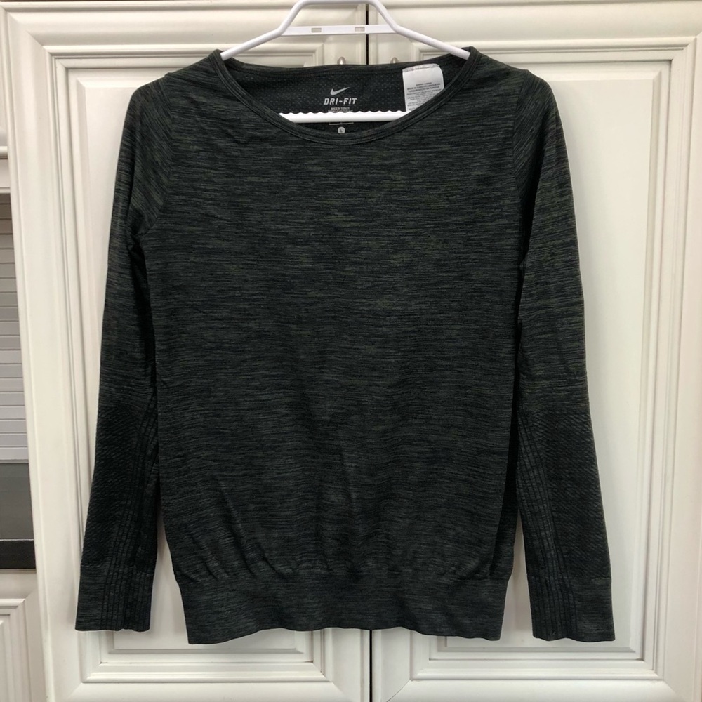 Nike Dri-FIT Heathered Black Long Sleeve Training Top